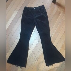 Black Flare Corduroy Pants,extreme flare